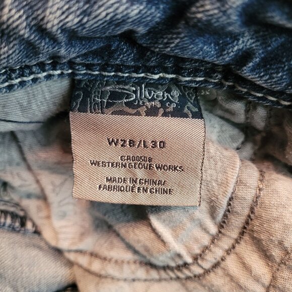 Silver Jeans 28 Suki Low Rise Bootcut Thick Stitch Medium Light Wash Stretch - Picture 4 of 11